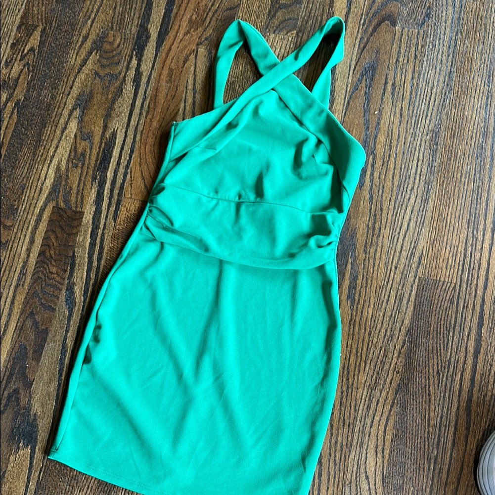 Blue Blush Green Halter Bodycon Mini Dress